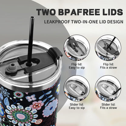 20 oz Tumbler with Lids and Straws, Stainless Steel Insulated Coffee Tumbler, Double Wall Vacuum Insulated Travel Mug Cup, Leakproof Thermal Coffee Cup for Hot and Cold Drinks (Yellow)