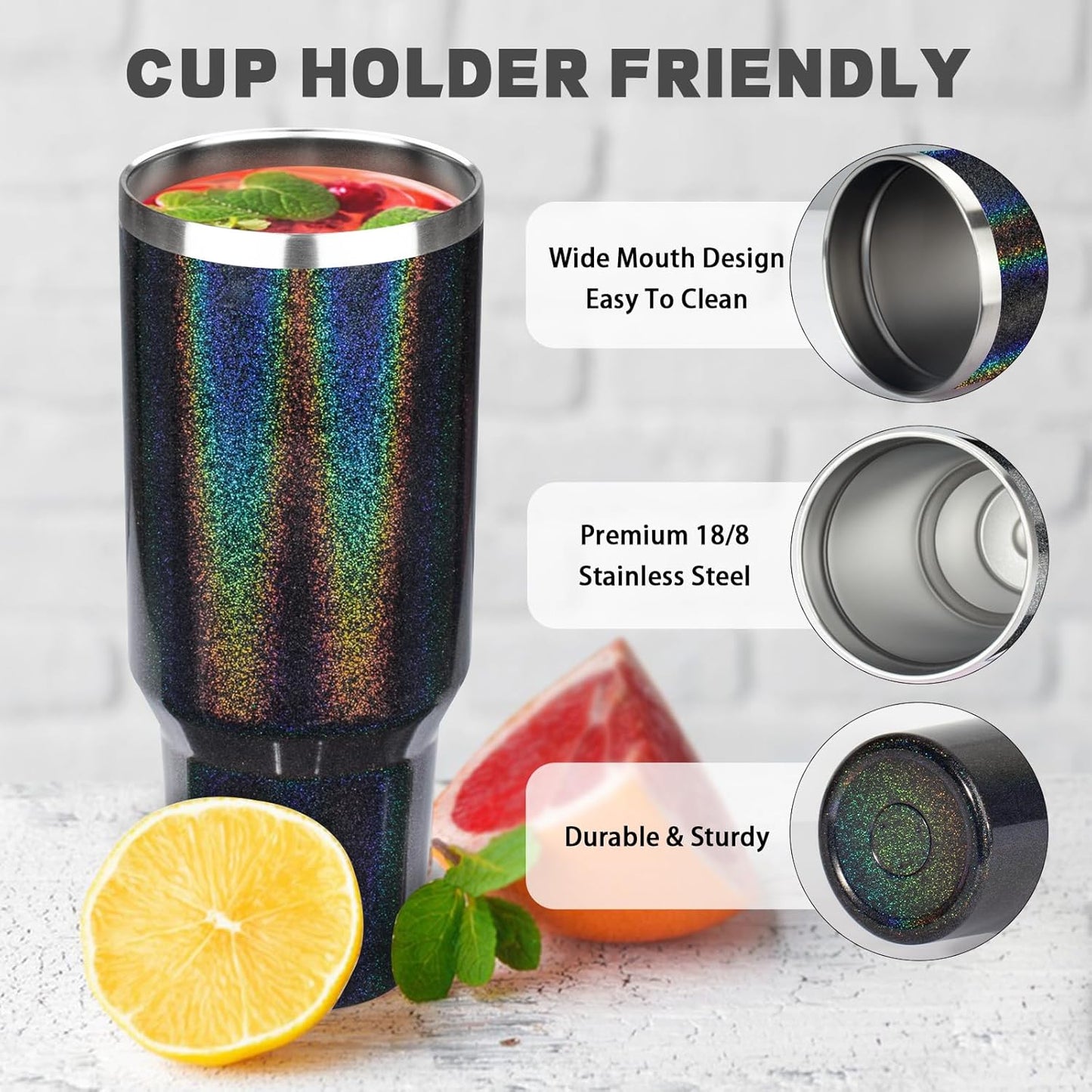 20 oz Tumbler with Lids and Straws, Stainless Steel Insulated Coffee Tumbler, Double Wall Vacuum Insulated Travel Mug Cup, Leakproof Thermal Coffee Cup for Hot and Cold Drinks (Yellow)