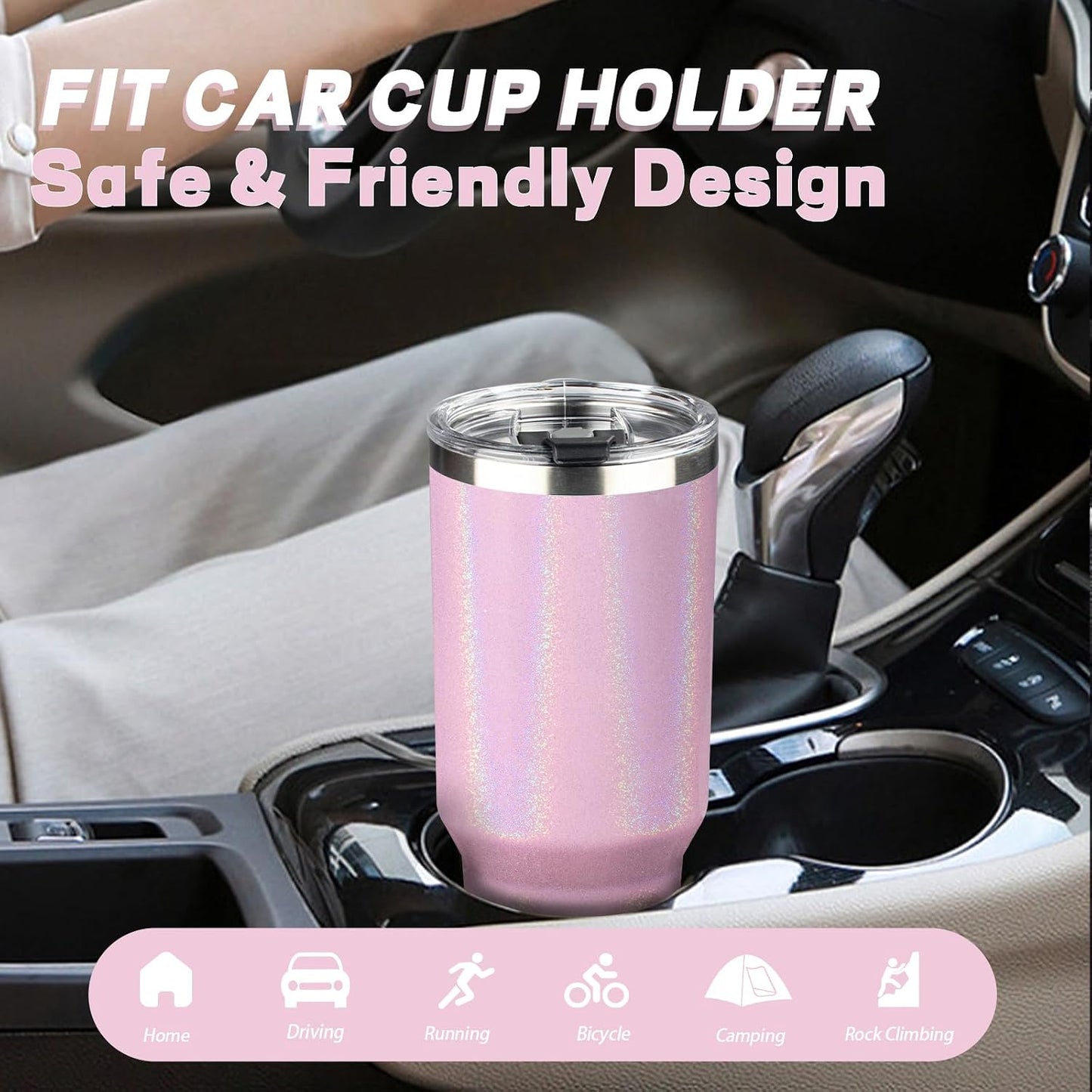 20 oz Tumbler with Lids and Straws, Stainless Steel Insulated Coffee Tumbler, Double Wall Vacuum Insulated Travel Mug Cup, Leakproof Thermal Coffee Cup for Hot and Cold Drinks (Yellow)