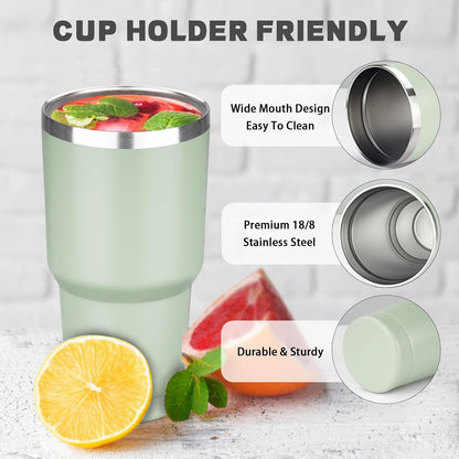 20 oz Tumbler with Lids and Straws, Stainless Steel Insulated Coffee Tumbler, Double Wall Vacuum Insulated Travel Mug Cup, Leakproof Thermal Coffee Cup for Hot and Cold Drinks (Yellow)