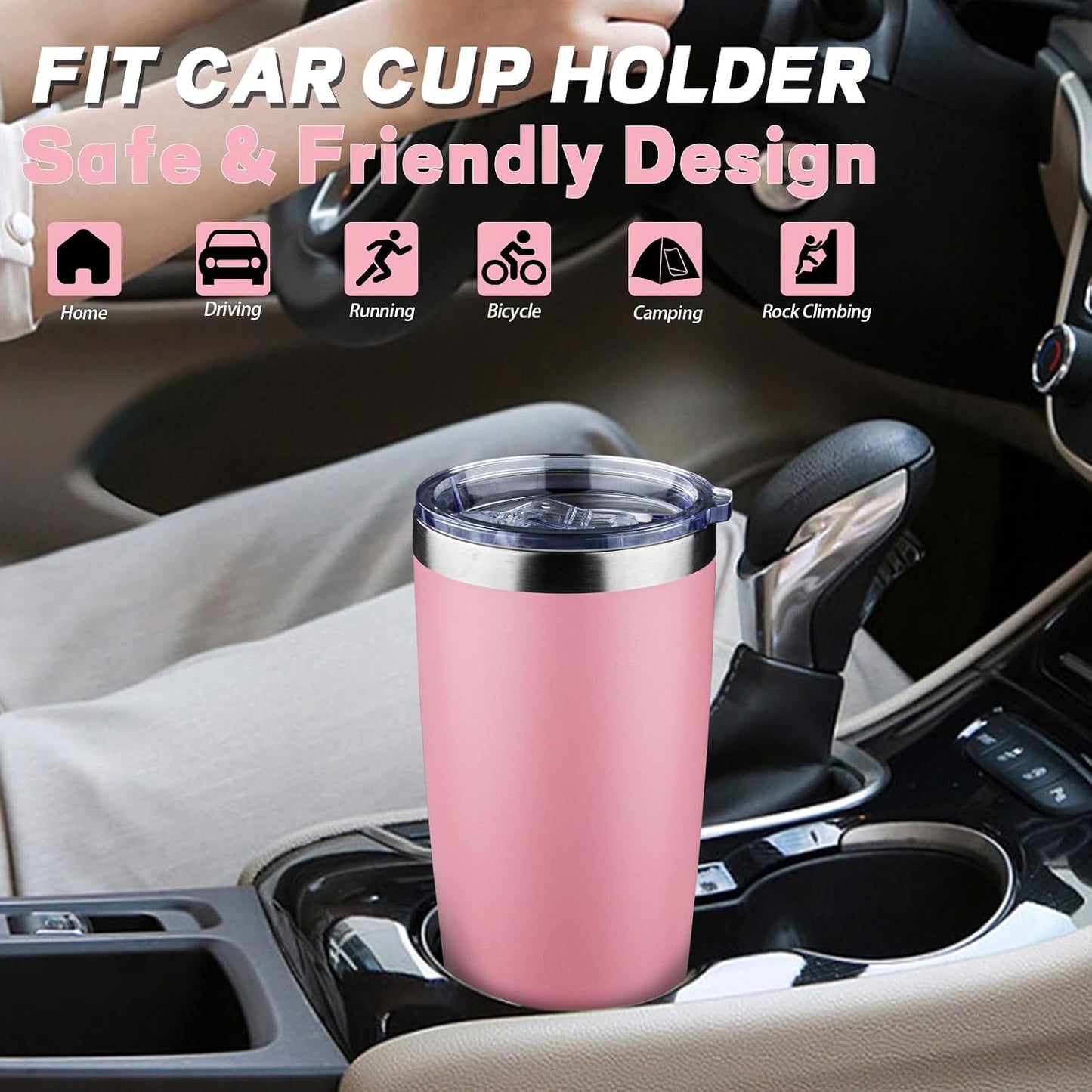 20 oz Tumbler with Lids and Straws, Stainless Steel Insulated Coffee Tumbler, Double Wall Vacuum Insulated Travel Mug Cup, Leakproof Thermal Coffee Cup for Hot and Cold Drinks (Yellow)
