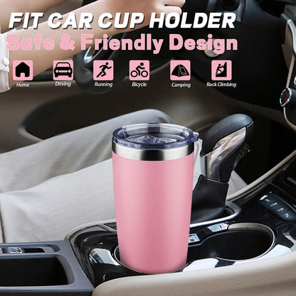 20 oz Tumbler with Lids and Straws, Stainless Steel Insulated Coffee Tumbler, Double Wall Vacuum Insulated Travel Mug Cup, Leakproof Thermal Coffee Cup for Hot and Cold Drinks (Yellow)