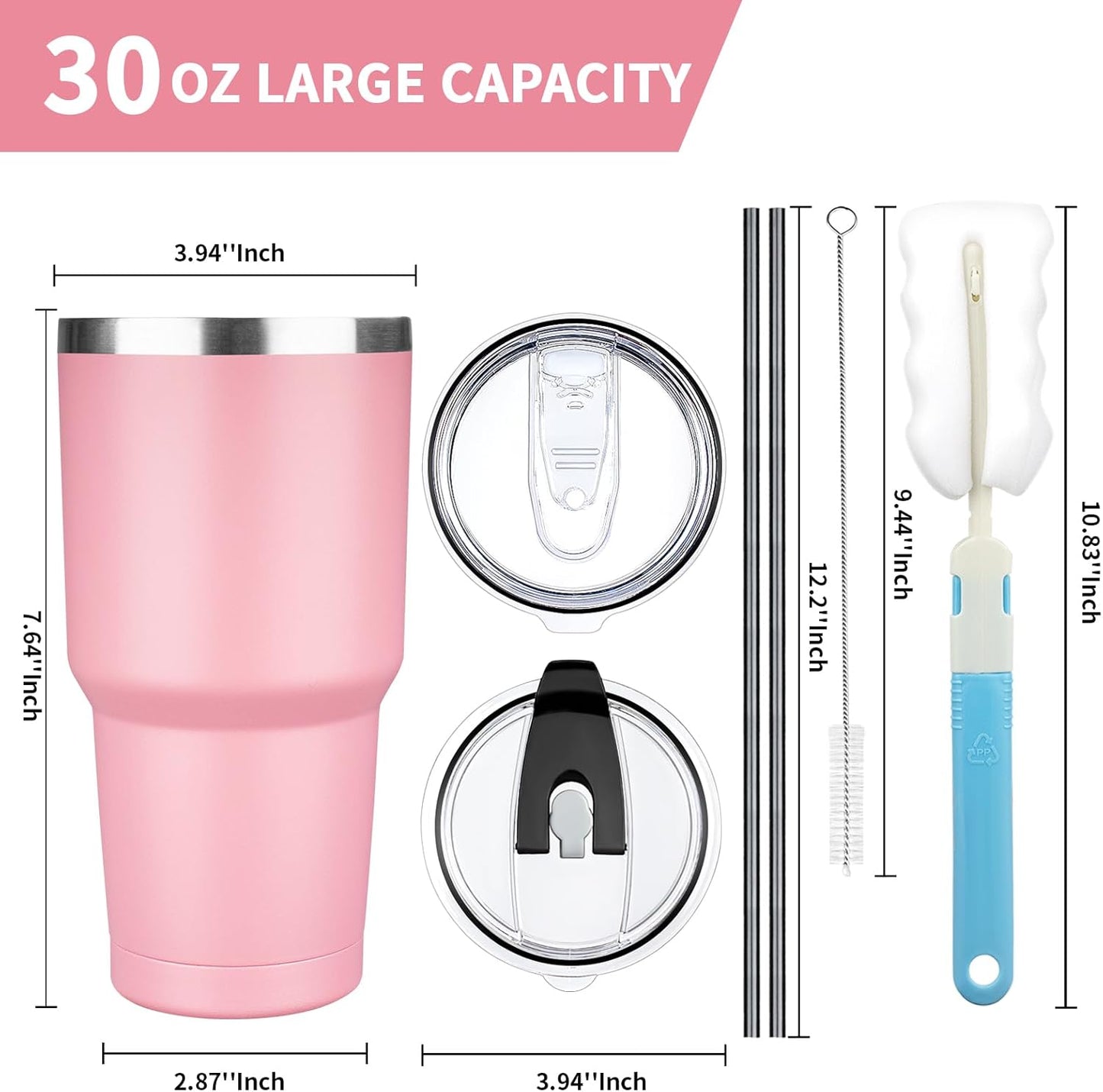 20 oz Tumbler with Lids and Straws, Stainless Steel Insulated Coffee Tumbler, Double Wall Vacuum Insulated Travel Mug Cup, Leakproof Thermal Coffee Cup for Hot and Cold Drinks (Yellow)