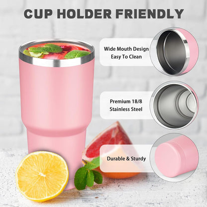 20 oz Tumbler with Lids and Straws, Stainless Steel Insulated Coffee Tumbler, Double Wall Vacuum Insulated Travel Mug Cup, Leakproof Thermal Coffee Cup for Hot and Cold Drinks (Yellow)
