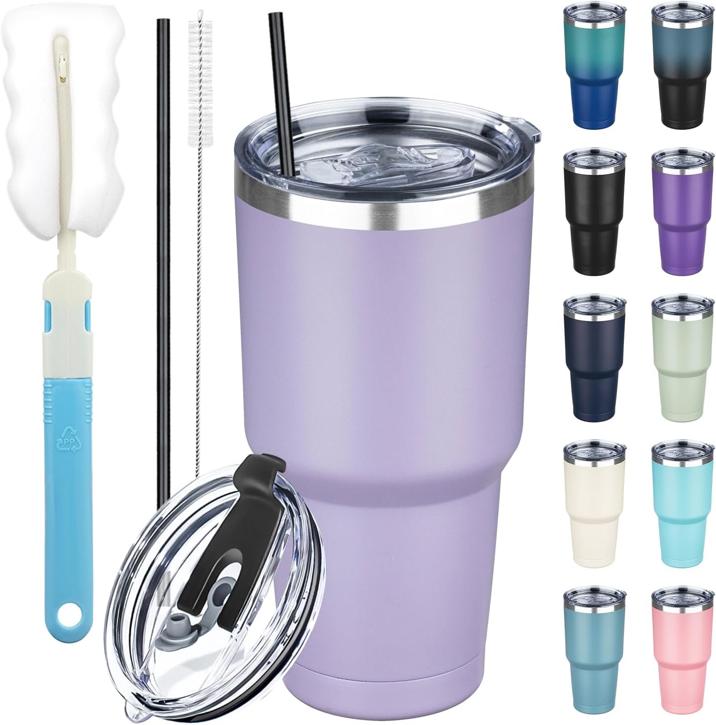20 oz Tumbler with Lids and Straws, Stainless Steel Insulated Coffee Tumbler, Double Wall Vacuum Insulated Travel Mug Cup, Leakproof Thermal Coffee Cup for Hot and Cold Drinks (Yellow)