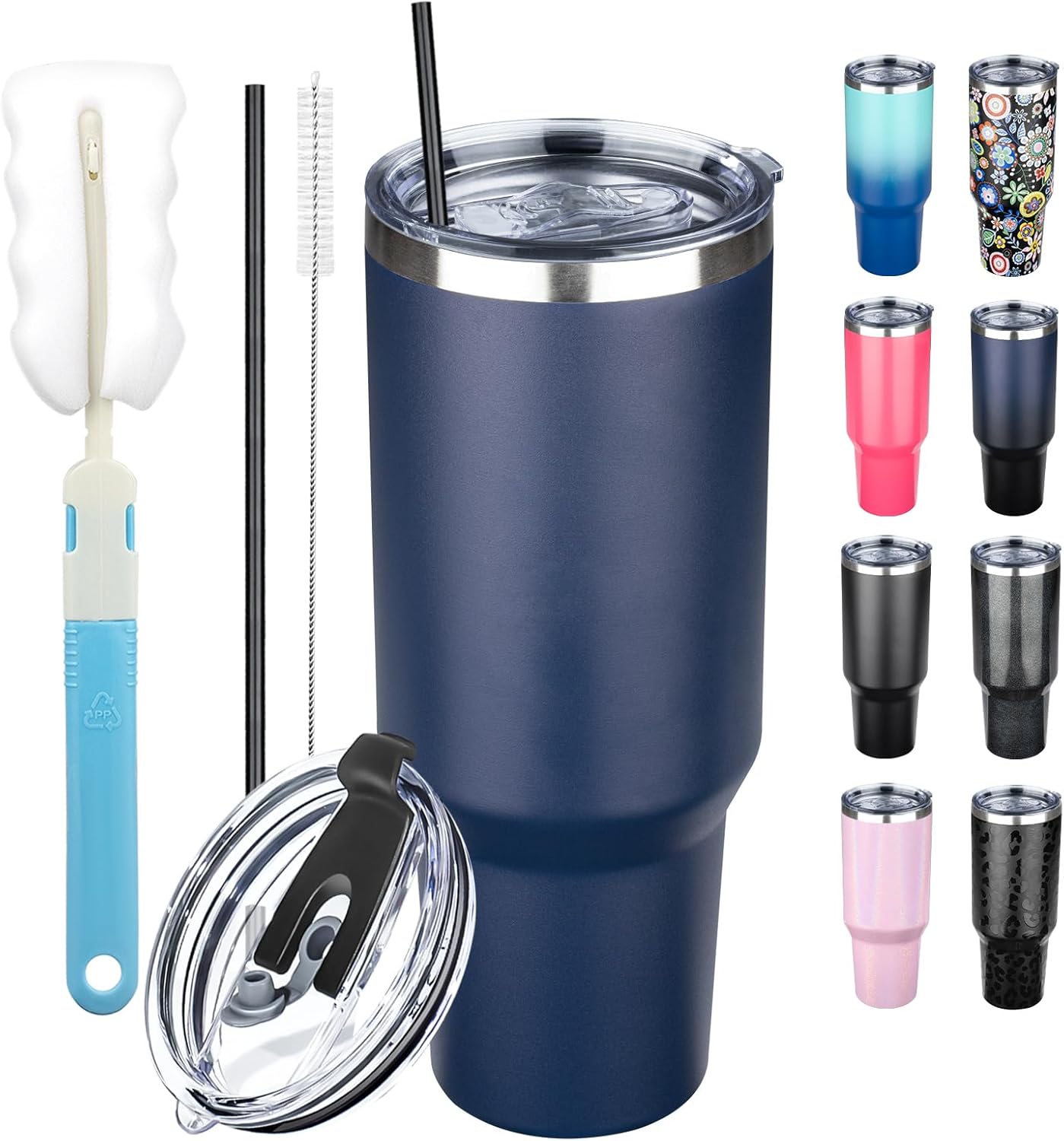20 oz Tumbler with Lids and Straws, Stainless Steel Insulated Coffee Tumbler, Double Wall Vacuum Insulated Travel Mug Cup, Leakproof Thermal Coffee Cup for Hot and Cold Drinks (Yellow)