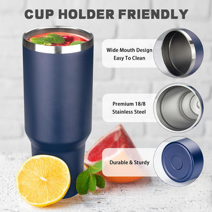 20 oz Tumbler with Lids and Straws, Stainless Steel Insulated Coffee Tumbler, Double Wall Vacuum Insulated Travel Mug Cup, Leakproof Thermal Coffee Cup for Hot and Cold Drinks (Yellow)