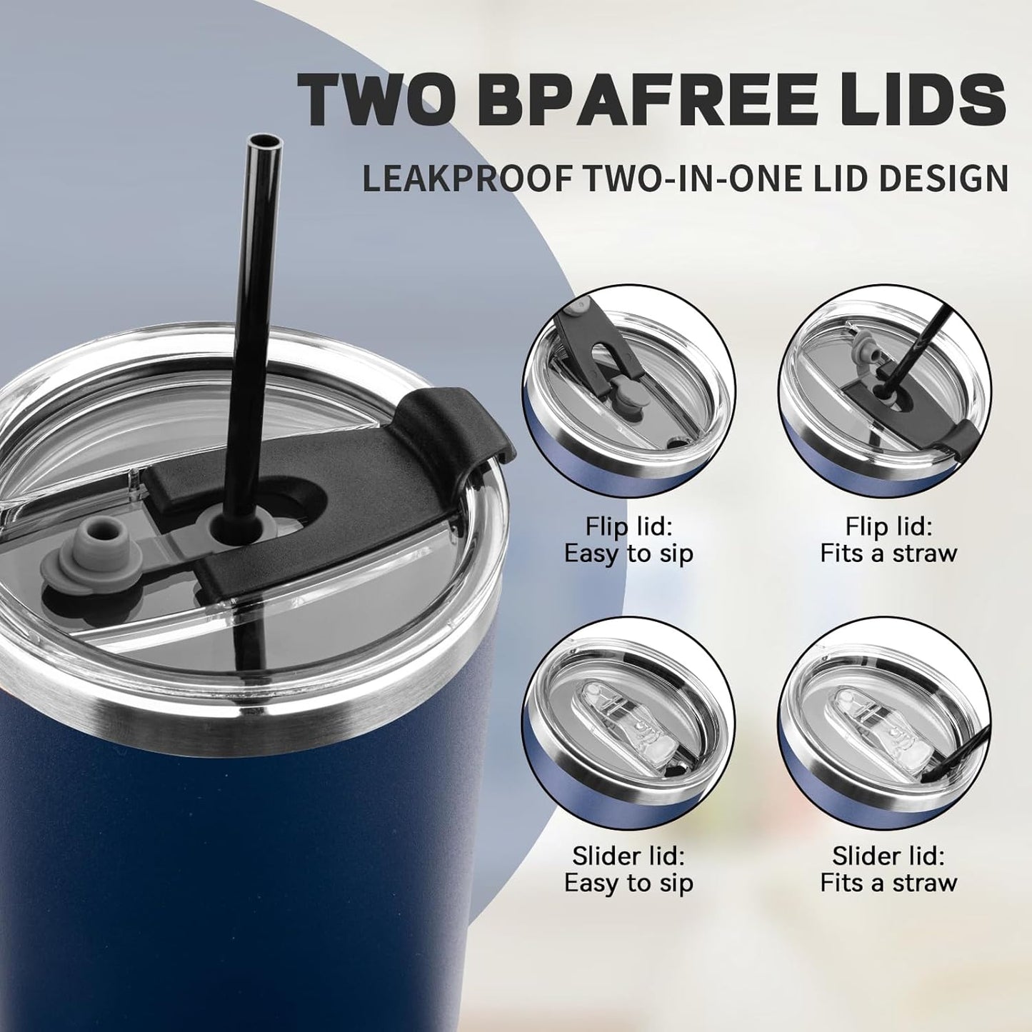 20 oz Tumbler with Lids and Straws, Stainless Steel Insulated Coffee Tumbler, Double Wall Vacuum Insulated Travel Mug Cup, Leakproof Thermal Coffee Cup for Hot and Cold Drinks (Yellow)