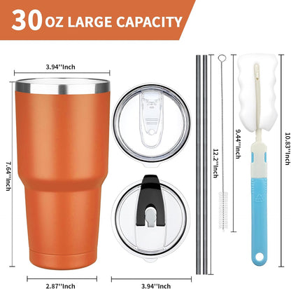 20 oz Tumbler with Lids and Straws, Stainless Steel Insulated Coffee Tumbler, Double Wall Vacuum Insulated Travel Mug Cup, Leakproof Thermal Coffee Cup for Hot and Cold Drinks (Yellow)