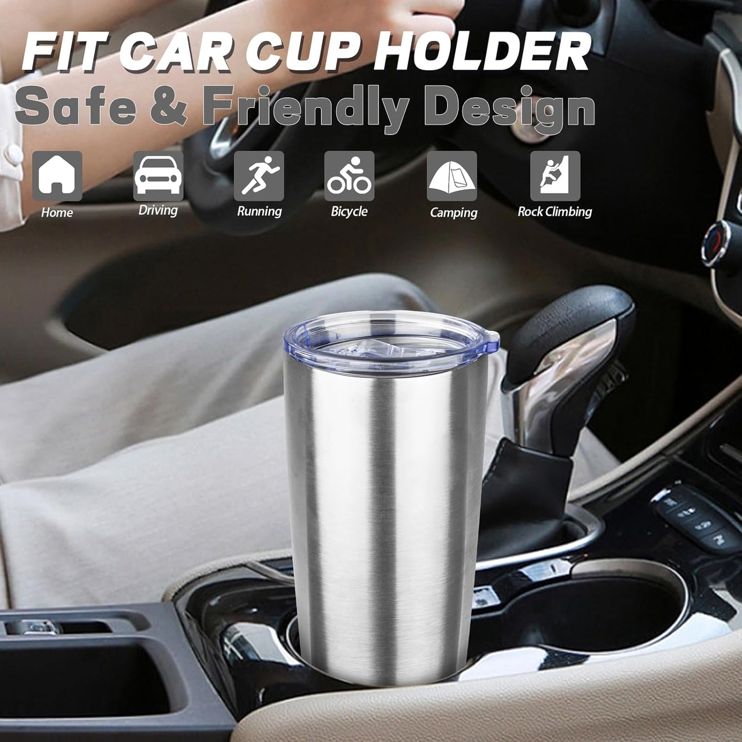 20 oz Tumbler with Lids and Straws, Stainless Steel Insulated Coffee Tumbler, Double Wall Vacuum Insulated Travel Mug Cup, Leakproof Thermal Coffee Cup for Hot and Cold Drinks (Yellow)