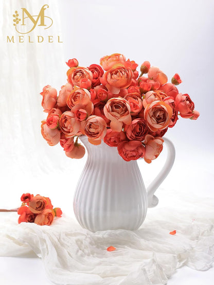 32Pcs Orange Ranunculus Artificial Flowers for DIY Home Wedding