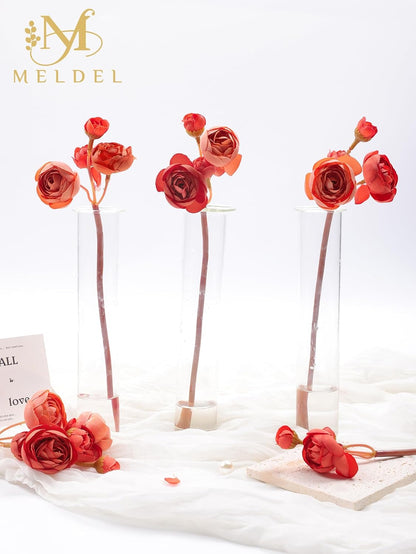 32Pcs Orange Ranunculus Artificial Flowers for DIY Home Wedding
