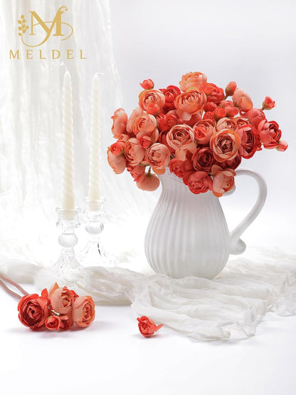 32Pcs Orange Ranunculus Artificial Flowers for DIY Home Wedding