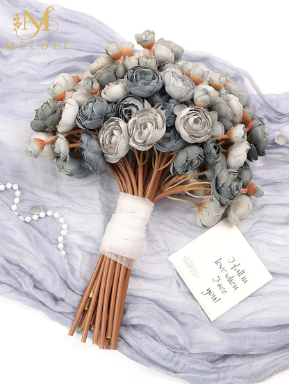 32Pcs Orange Ranunculus Artificial Flowers for DIY Home Wedding