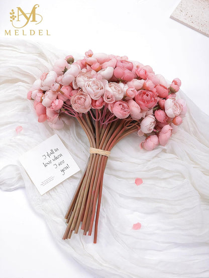 32Pcs Orange Ranunculus Artificial Flowers for DIY Home Wedding