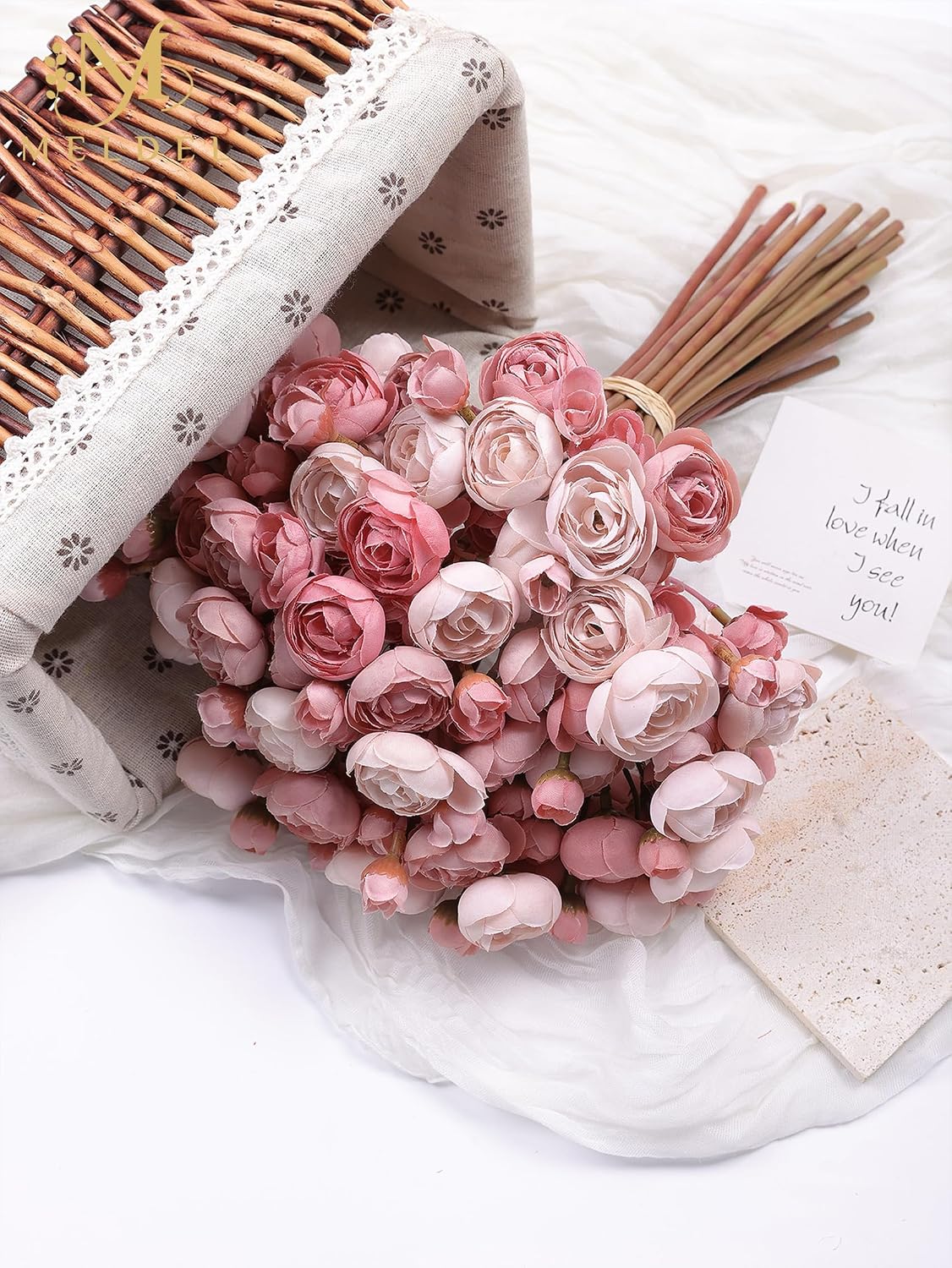 32Pcs Orange Ranunculus Artificial Flowers for DIY Home Wedding