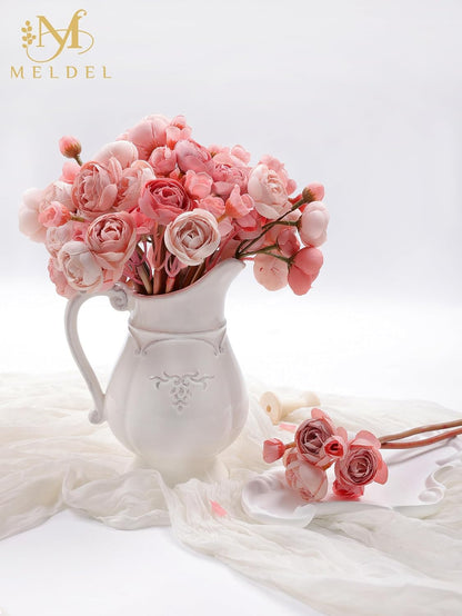 32Pcs Orange Ranunculus Artificial Flowers for DIY Home Wedding