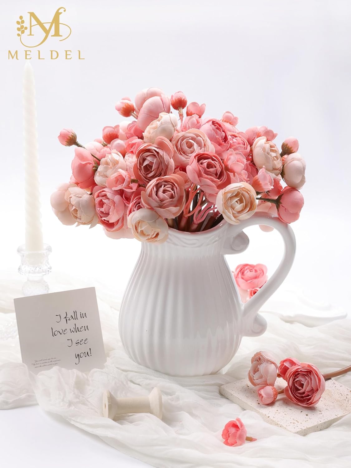 32Pcs Orange Ranunculus Artificial Flowers for DIY Home Wedding