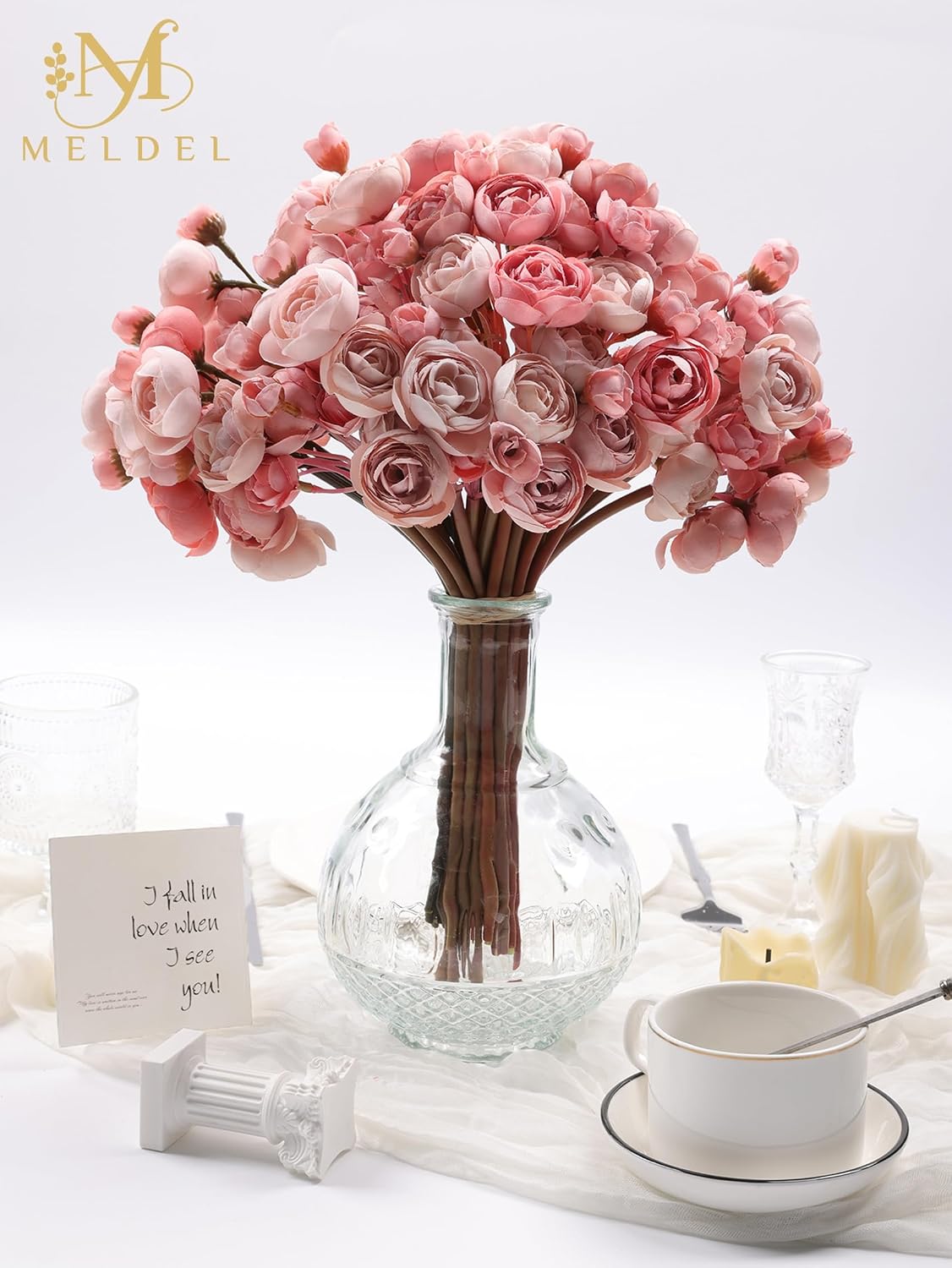 32Pcs Orange Ranunculus Artificial Flowers for DIY Home Wedding