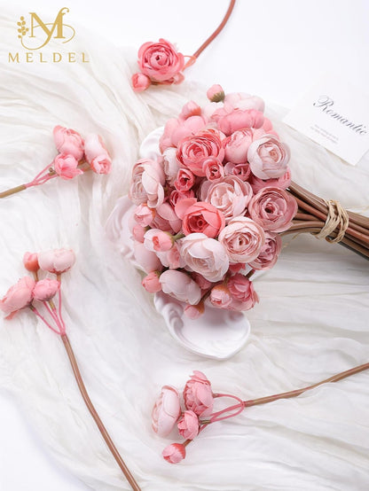 32Pcs Orange Ranunculus Artificial Flowers for DIY Home Wedding