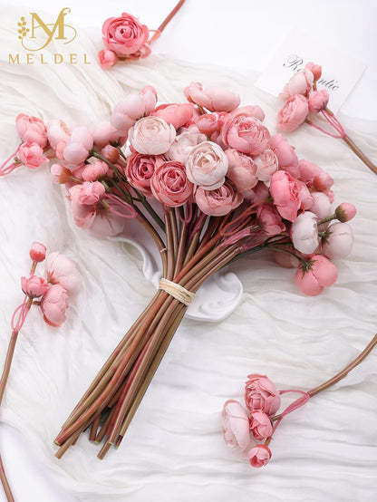 32Pcs Orange Ranunculus Artificial Flowers for DIY Home Wedding