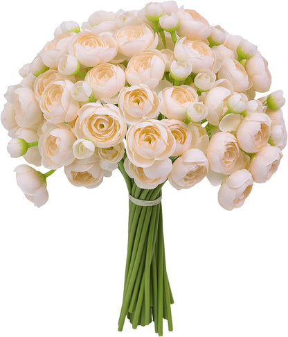 32Pcs Orange Ranunculus Artificial Flowers for DIY Home Wedding