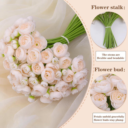 32Pcs Orange Ranunculus Artificial Flowers for DIY Home Wedding