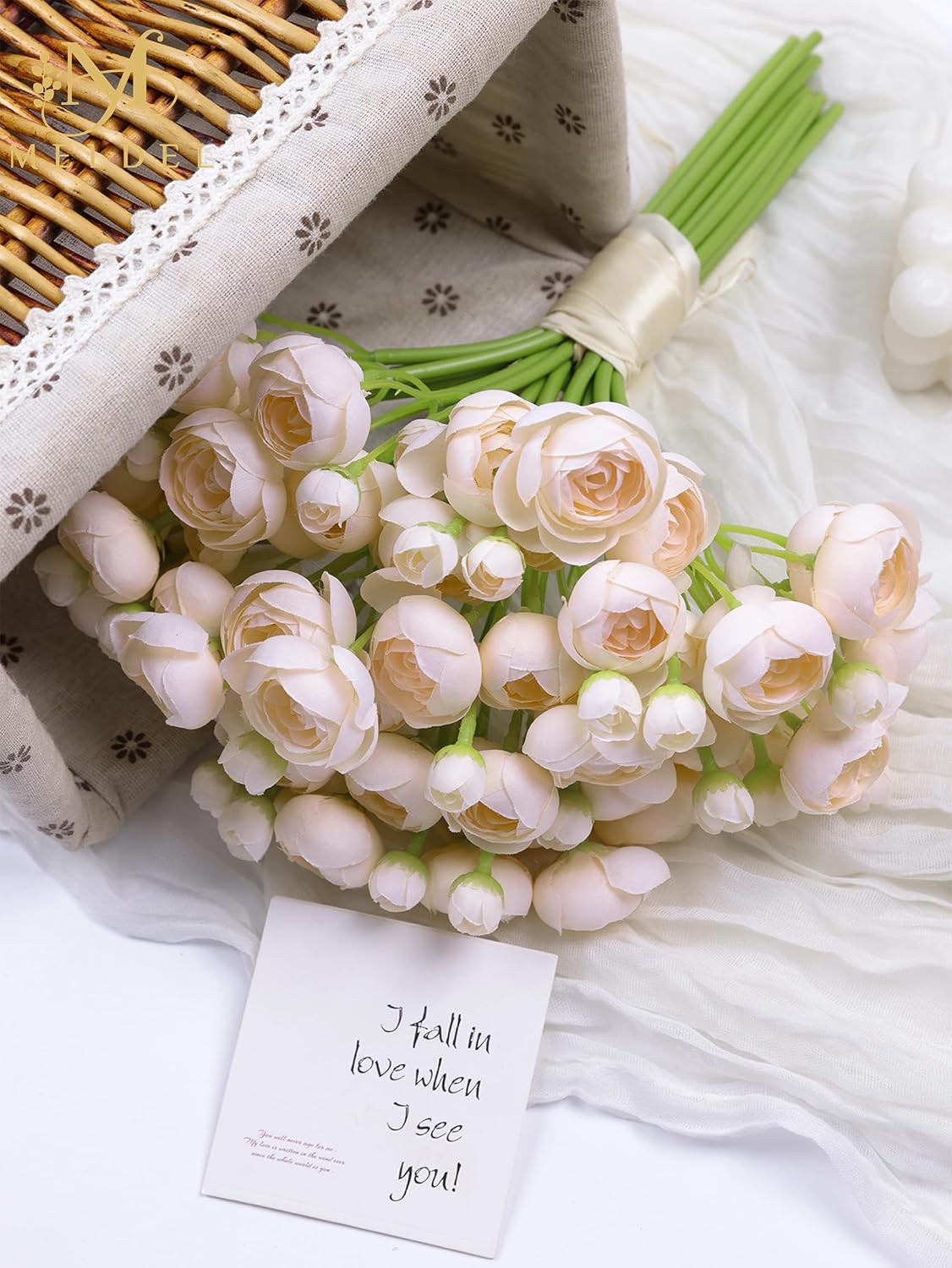 32Pcs Orange Ranunculus Artificial Flowers for DIY Home Wedding