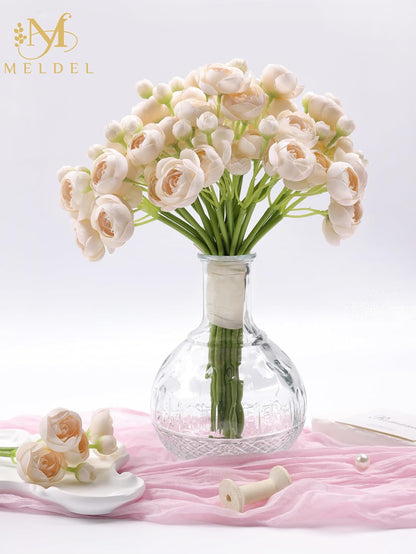 32Pcs Orange Ranunculus Artificial Flowers for DIY Home Wedding