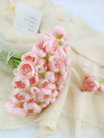 32Pcs Orange Ranunculus Artificial Flowers for DIY Home Wedding