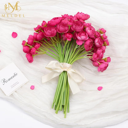 32Pcs Orange Ranunculus Artificial Flowers for DIY Home Wedding