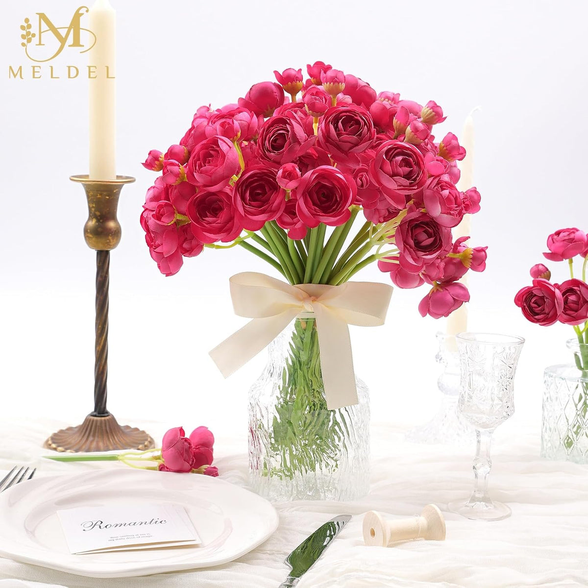 32Pcs Orange Ranunculus Artificial Flowers for DIY Home Wedding