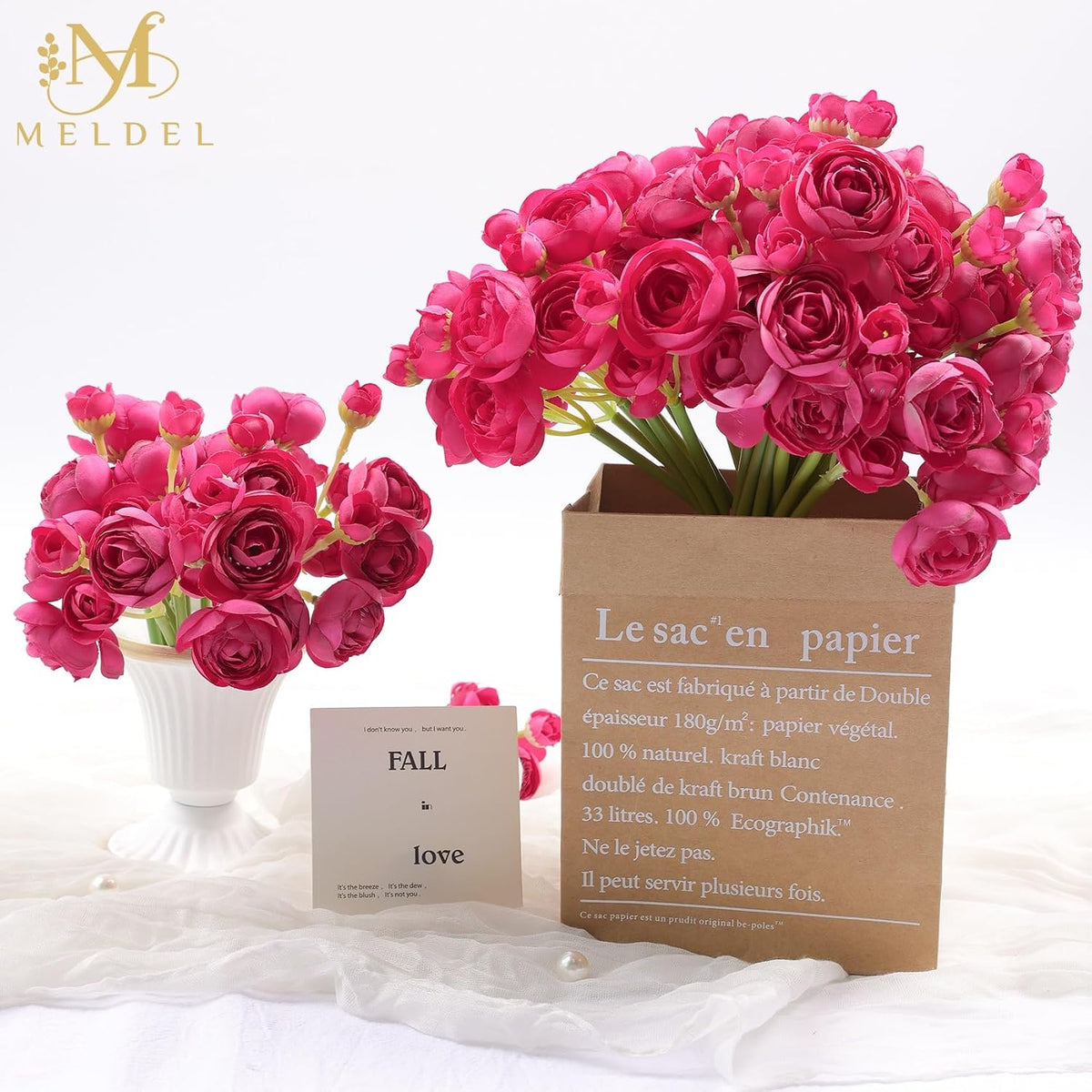 32Pcs Orange Ranunculus Artificial Flowers for DIY Home Wedding