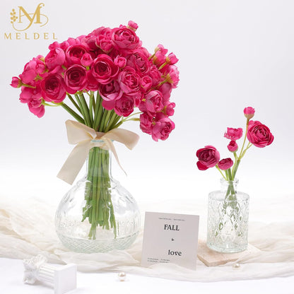 32Pcs Orange Ranunculus Artificial Flowers for DIY Home Wedding