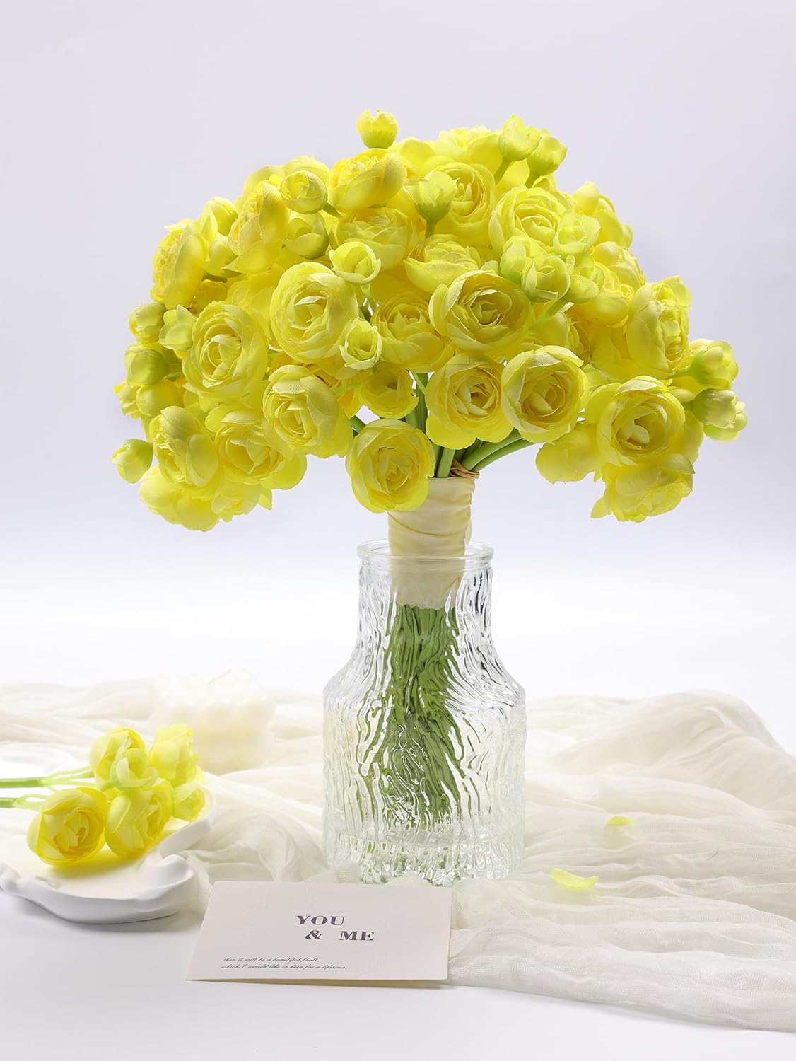 32Pcs Orange Ranunculus Artificial Flowers for DIY Home Wedding