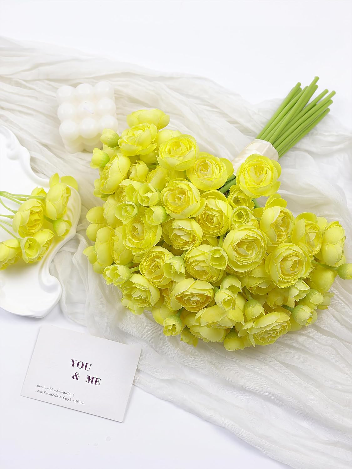 32Pcs Orange Ranunculus Artificial Flowers for DIY Home Wedding