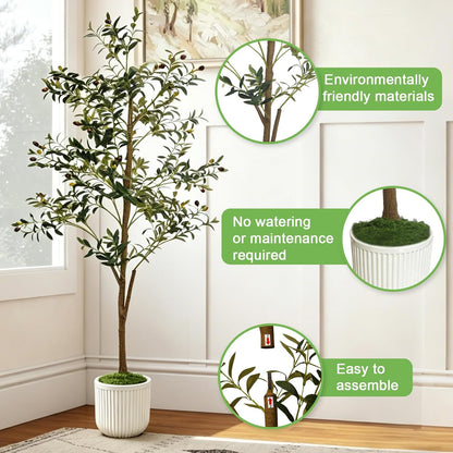 6FT Artificial Olive Tree Indoor Faux Olive Trees with Flower Pot Panda Toy