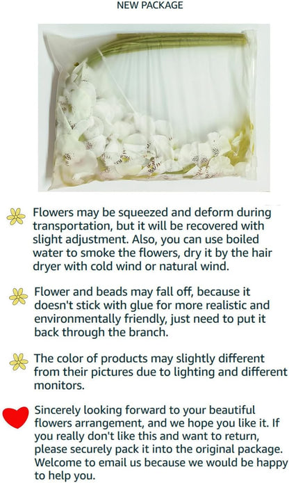 Yellow Orchids Silk Fake Flowers in Bulk, 12 Pcs (Each 38.5”), for Wedding Festive Party Home Office Decoration, No Include Vase