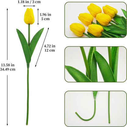 25Pcs Artificial Tulips, Real Touch Faux Tulips Artificial Flowers (White)
