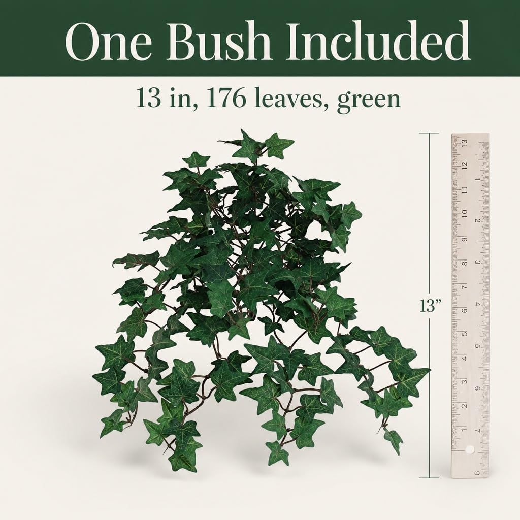 Delicate Mini English Ivy Bush /176L, 13-Inch, Faux Ivy