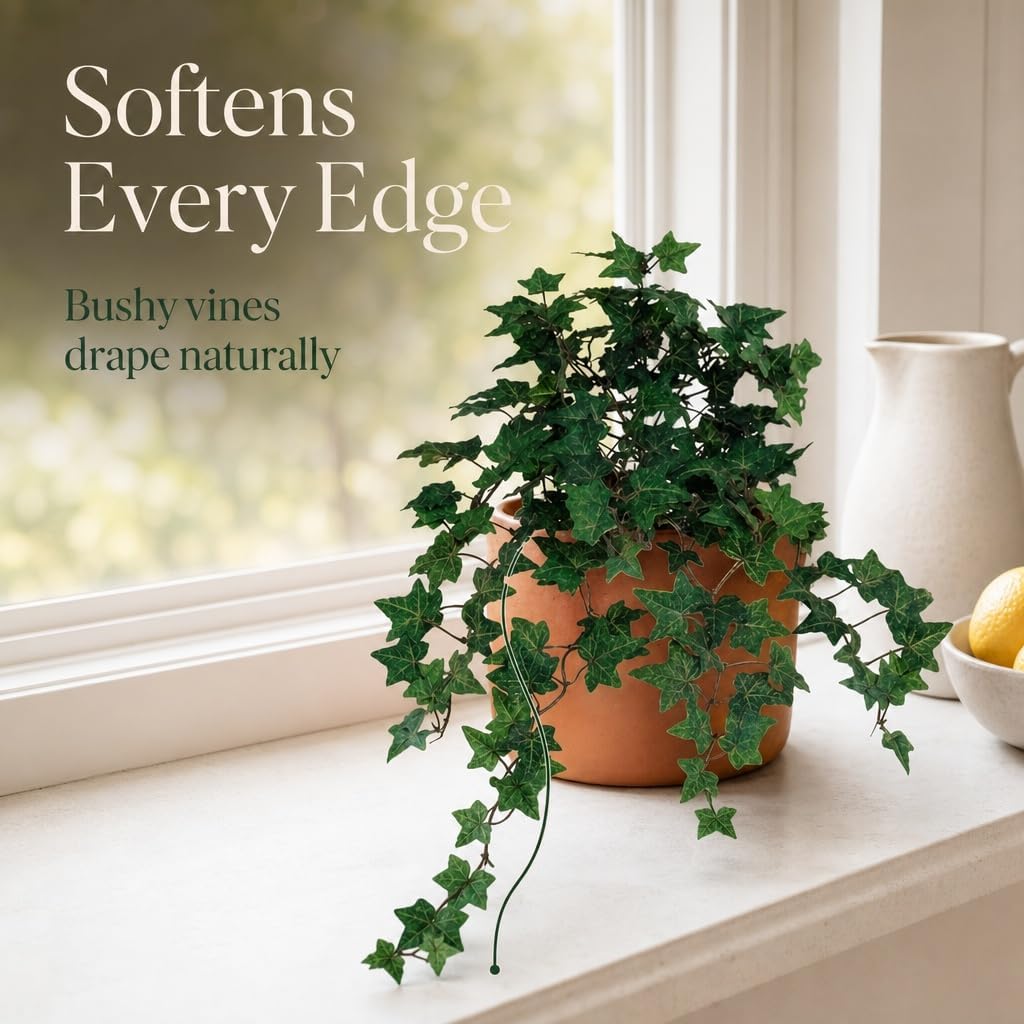 Delicate Mini English Ivy Bush /176L, 13-Inch, Faux Ivy