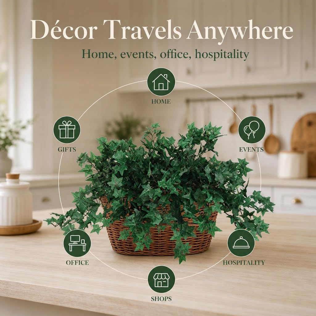Delicate Mini English Ivy Bush /176L, 13-Inch, Faux Ivy