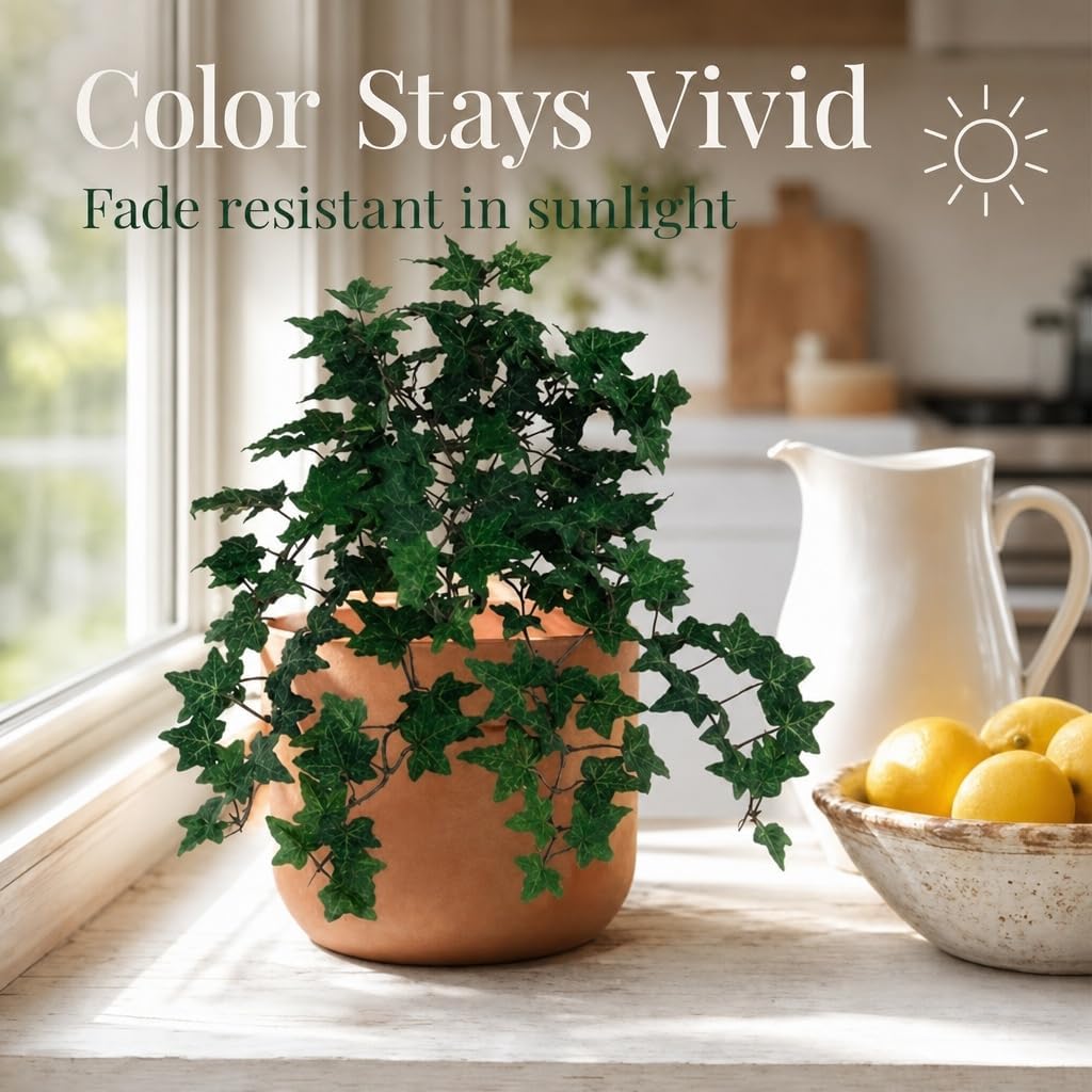 Delicate Mini English Ivy Bush /176L, 13-Inch, Faux Ivy