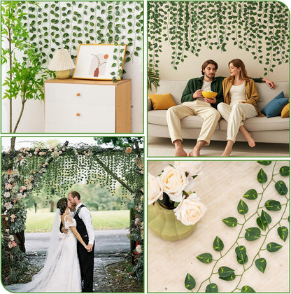 24 Pack 172Ft Fake Plants Artificial Vines for Room Decor, Faux Ivy Greenery Garland for Home Teen Girls Bedroom Living Aesthetic Farmhouse Dorm Wall Decoration, Wedding Easter Christmas Party Gift