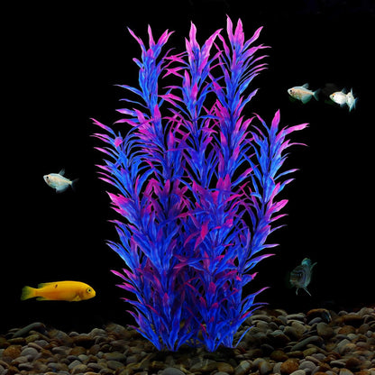 Fish Tank Plants, 10 Pack Artificial Aquarium Plants for Decorations (Blue)
