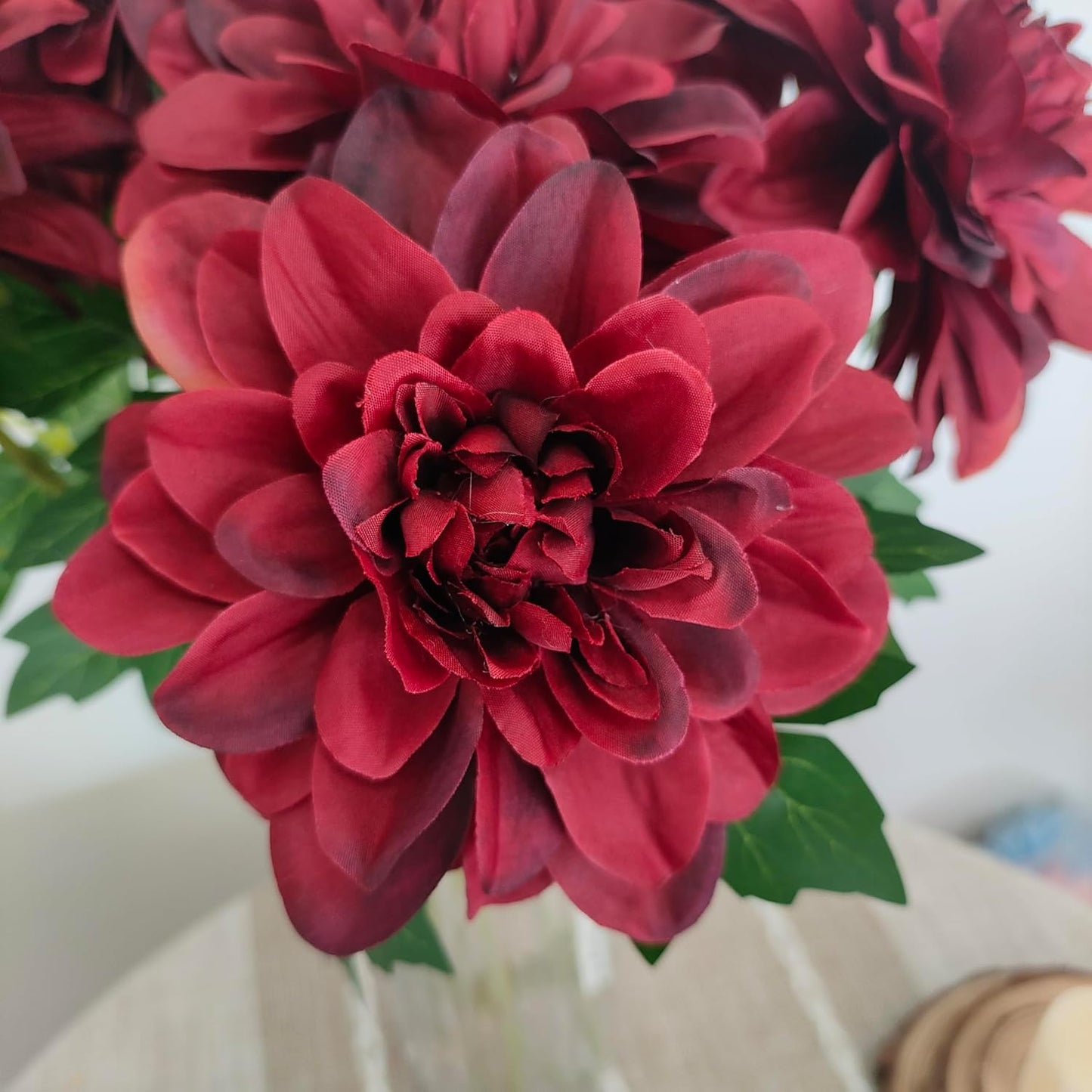8 Pcs Dahlia Artificial Flowers, 24" Fake Silk Dahlia Flower Bouquets for DIY Wedding Centerpieces Arrangements Bridal Shower Party Home Decorations (8, red Bean Pink)