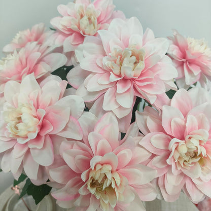 8 Pcs Dahlia Artificial Flowers, 24" Fake Silk Dahlia Flower Bouquets for DIY Wedding Centerpieces Arrangements Bridal Shower Party Home Decorations (8, red Bean Pink)