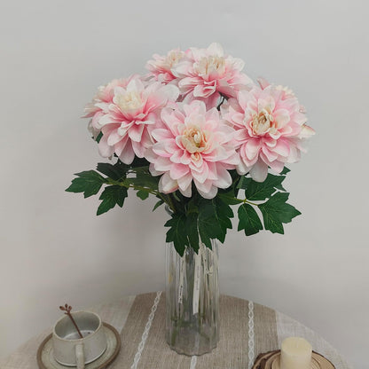 8 Pcs Dahlia Artificial Flowers, 24" Fake Silk Dahlia Flower Bouquets for DIY Wedding Centerpieces Arrangements Bridal Shower Party Home Decorations (8, red Bean Pink)