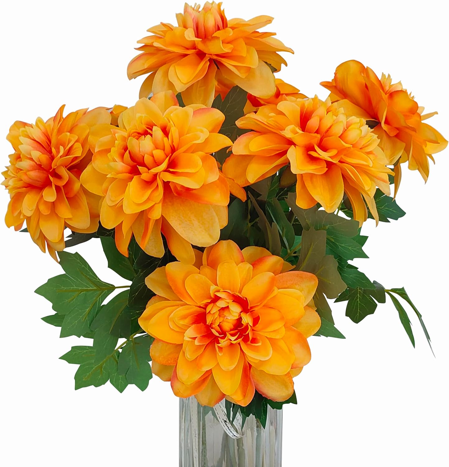 8 Pcs Dahlia Artificial Flowers, 24" Fake Silk Dahlia Flower Bouquets for DIY Wedding Centerpieces Arrangements Bridal Shower Party Home Decorations (8, red Bean Pink)