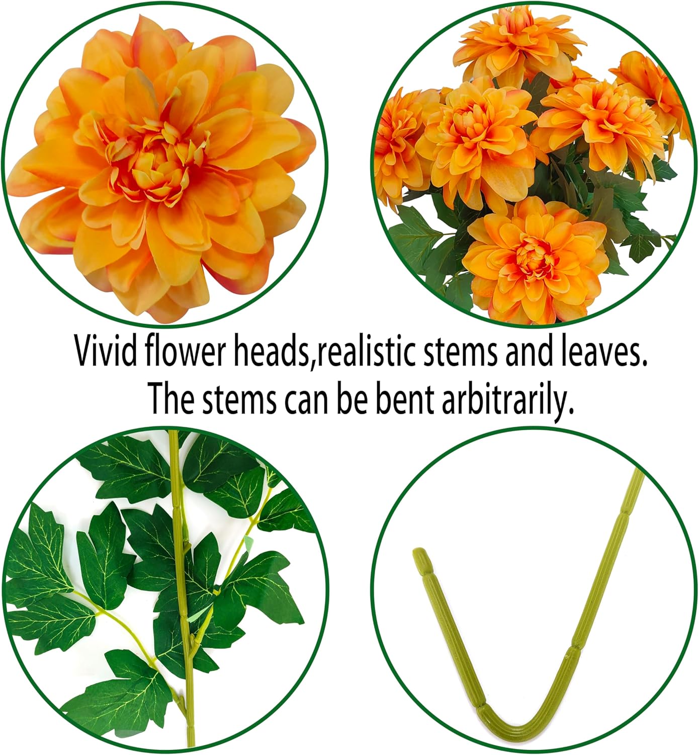 8 Pcs Dahlia Artificial Flowers, 24" Fake Silk Dahlia Flower Bouquets for DIY Wedding Centerpieces Arrangements Bridal Shower Party Home Decorations (8, red Bean Pink)